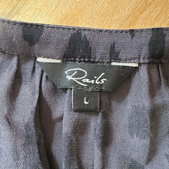 Rails Blue Black Jasmine Ash Cheetah Print Long Sleeve V-neck Mini Dress L - Picture 12 of 16